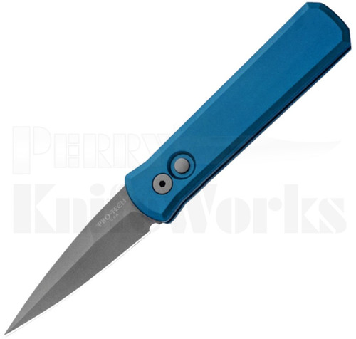 Protech Godson Blue Automatic Knife 720 - Bead Blast Blade