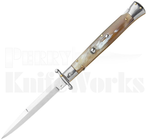 Frank B. 11" Honey Horn Italian Bayonet Stiletto Swinguard Knife l For Sale