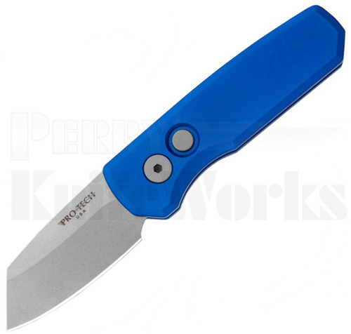 Pro-Tech Runt 5 Automatic Knife Blue l Stonewash Reverse Tanto l For Sale