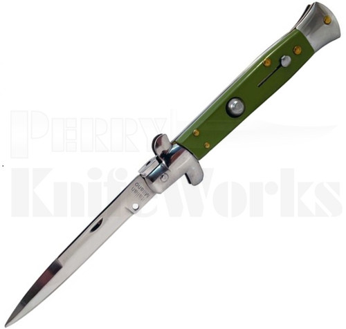 Milano 9" Stiletto OD-Green Automatic Knife l Polish Blade l For Sale