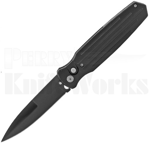 Milano Automatic Knife Black Aluminum l 4.0" Black Blade l For Sale