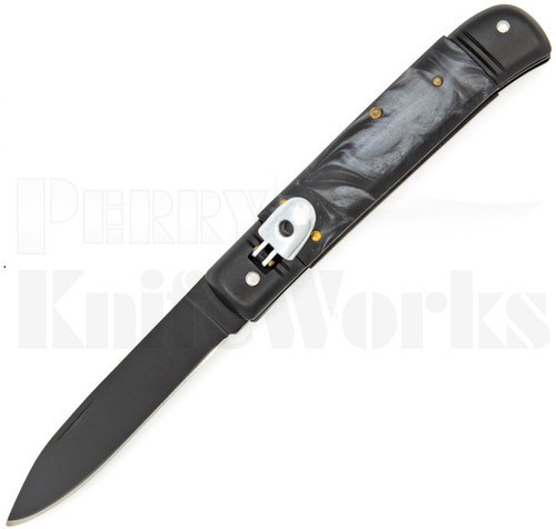 Milano 8" Lever Lock Automatic Knife Black Pearl l For Sale