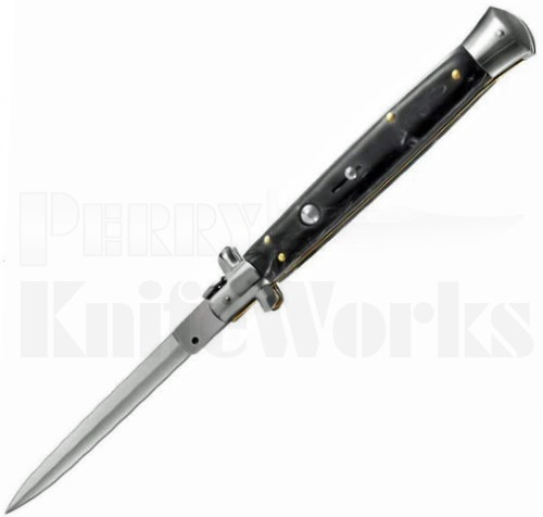 Italian Style 13" Stiletto Black Swirl Automatic Knife Dagger l For Sale