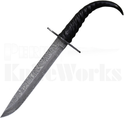 John Kubasek Custom Fixed Blade Knife Ram's Horn Damascus Blade