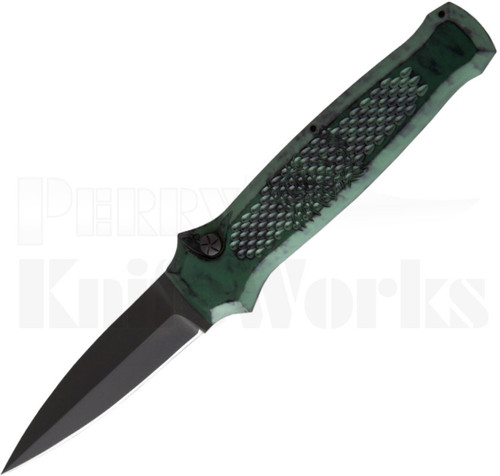 Piranha Prowler Automatic Knife Green Marble l Tactical Black Blade