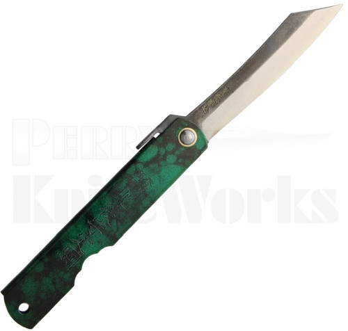 Nagao Higonokami Friction Folder Jade l Two-Tone Blue Steel Blade