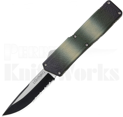 Lightning Camo D/A OTF Automatic Knife l Two-Tone Serrated