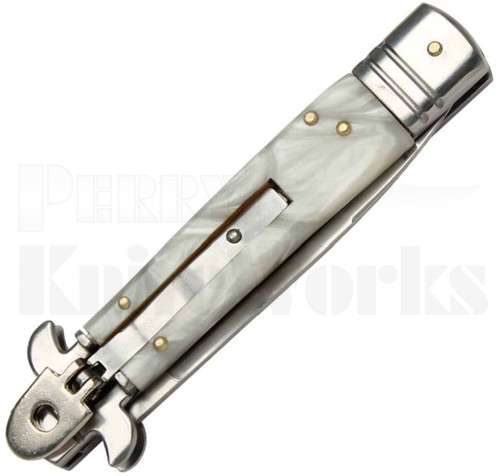 Italian Style 8" Leverlock Automatic Knife Pearlex l For Sale