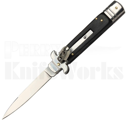 Italian Style 8" Leverlock Automatic Knife Black Wood