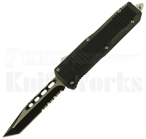 Delta Force BA Mini Black Automatic Knife Tanto 2-Tone Serrated l For Sale