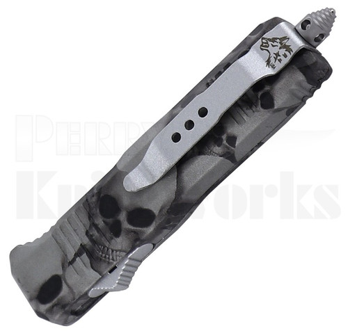 Delta Force BA Mini OTF Automatic Knife Skulls Two-Tone Serrated