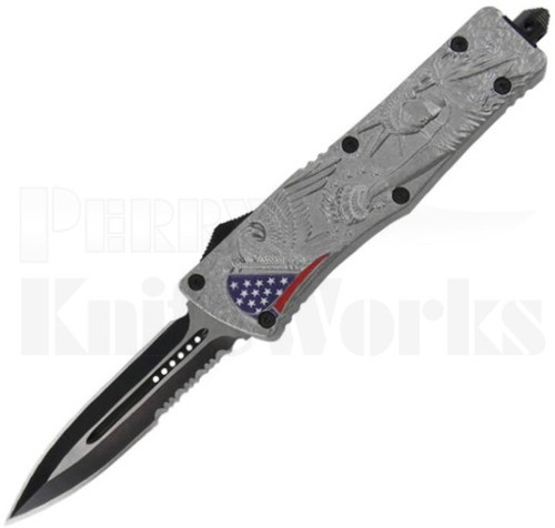 Delta Force United States Flag OTF Automatic Knife Serrated Dagger l For Sale