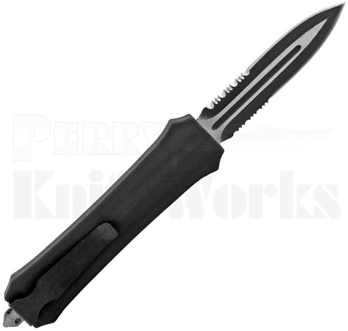 Delta Force D/A OTF Dagger Automatic Knife Black l Part Serrated 