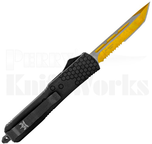 Delta Force Tetris Grip D/A OTF Automatic Knife Black l Gold Blade
