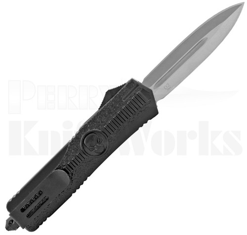 Delta Force Black OTF Automatic Knife Skull l Satin Dagger