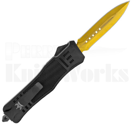 Delta Force Black OTF Knife Spear Point l Gold Blade