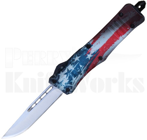 Delta Force Mini OTF Automatic Knife US Flag l Satin Drop Point l For Sale