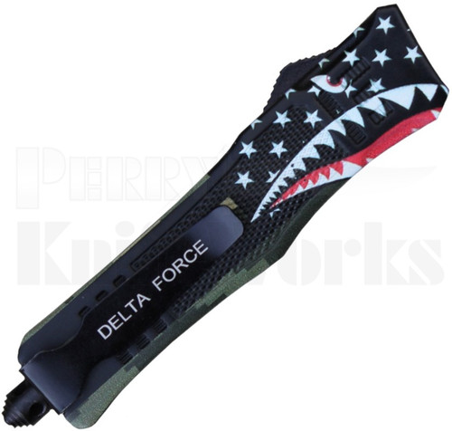 Delta Force Mini OTF Automatic Knife Camo US Flag l Satin Drop Point