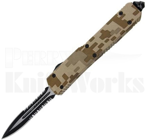 Delta Force BA OTF Automatic Knife Tan Camo l Two-Tone Serrated l For Sale