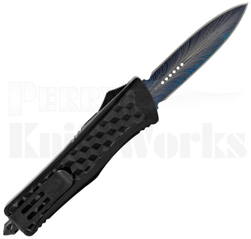 Delta Force Cubert OTF Automatic Knife Black l Blue Damascus