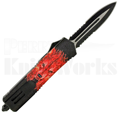 Delta Force Automatic OTF Knife Red Wolf l Two-Tone Serrated