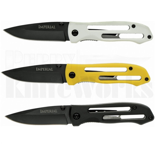 Imperial 3 Piece Linerlock Knife Combo Pack Black/Yellow/White l For Sale