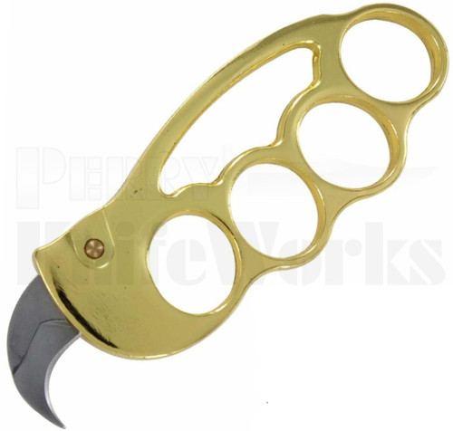 Delta Force Automatic Knuckle Knife Brass l 1" Satin l For Sale