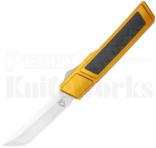 Vespa Ripper OTF Automatic Knife Gold l Satin D2 Japanese Tanto l For Sale