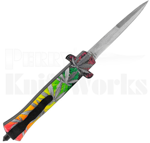 Delta Force Marijuana Leaf Stiletto OTF Automatic Knife