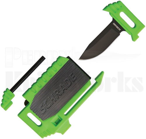 Schrade Pocket Survival Knife Green w/Firestarter l 1100050 l For Sale