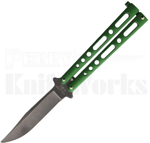 Bear & Son Butterfly Knife Green 117GRSW l Stonewash Blade l For Sale