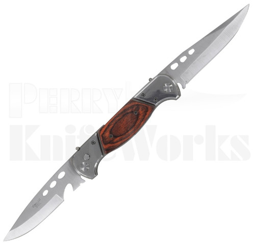 Necessary Evil Twin Blade Automatic Knife Wood