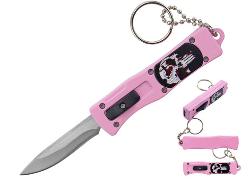 Delta Force Mini OTF Automatic Knife Pink Punisher l 1.95" Satin Blade