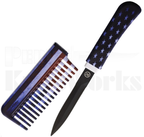 Novelty Cutlery Stealth Comb Fixed Blade Knife US Flag l NV329 l For Sale