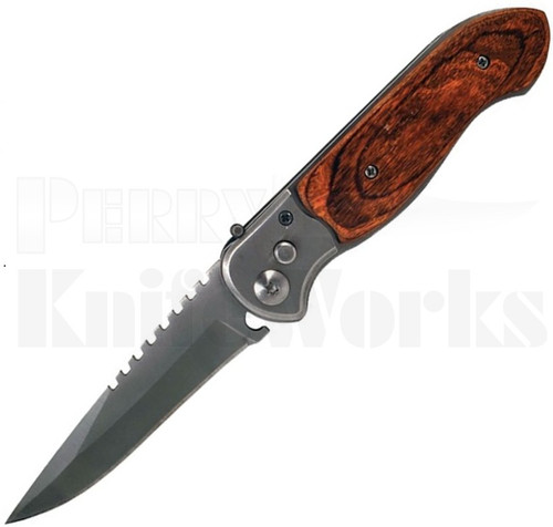 Milano Automatic Knife Wood l 3.5" Satin Blade l For Sale