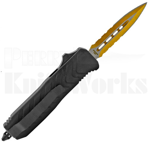 Delta Force OTF Automatic Knife Black Tread l Gold Two-Tone Serrated