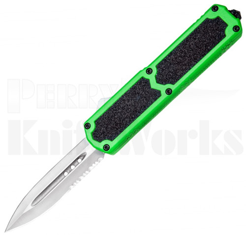 Titan Green D/A OTF Automatic Knife l Satin Serrated Dagger l For Sale