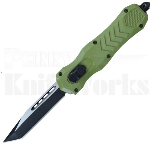 Delta Force HD OTF Automatic Tanto Knife Green l 2-Tone Blade l For Sale