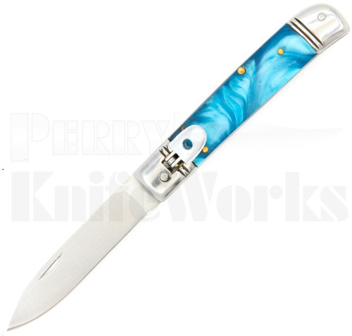 Milano 8" Lever Lock Automatic Knife Blue Pearl l For Sale
