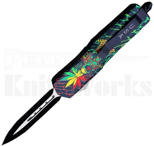 Delta Force Automatic OTF Knife 3D Cannabis l Two-Tone Blade l For Sale