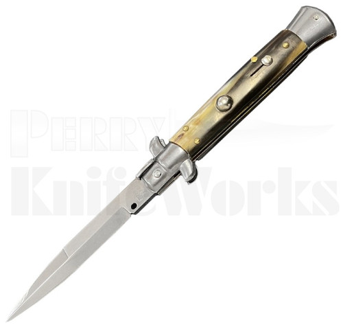 Frank B. 9" Brazilian Horn Stiletto Bayonet Automatic Knife l For Sale