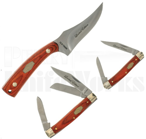 Old Timer 3-Piece Knife Combo Sharpfinger Set Rosewood Limited Ed. l For Sale