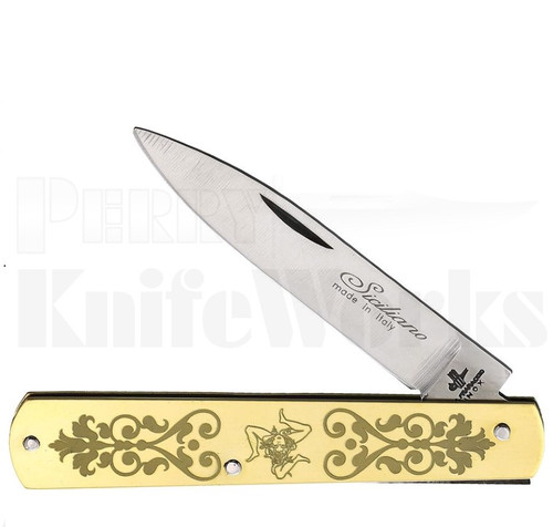 M.Fraraccio Sfilato Trinacria Rose Slip Joint Knife Brass l For Sale