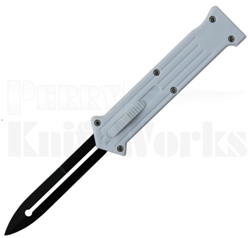 Joker OTF Dagger Automatic Knife White l 3.25" Black Blade l For Sale