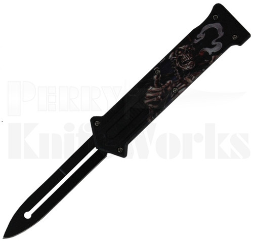 Joker OTF Dagger Automatic Knife Smoking Skeleton l For Sale