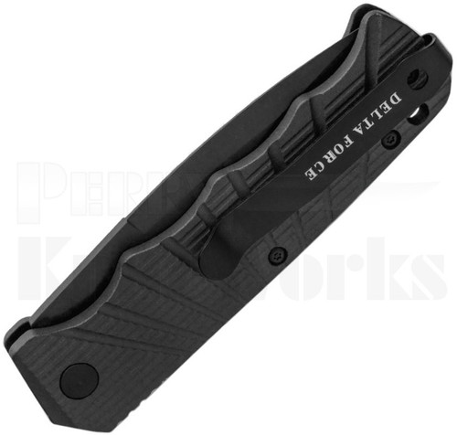 Delta Force Automatic Knife Black Aluminum l Black Serrated