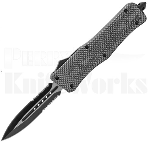 Delta Force Carbon Fiber OTF Automatic Knife l Two-Tone Serr l For Sale