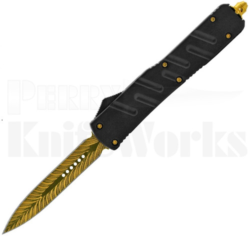 Delta Force Workman OTF Automatic Knife Black l Gold Feather l For Sale