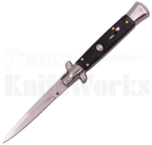 Italian Style 10" Stiletto Black Wood Automatic Knife l For Sale