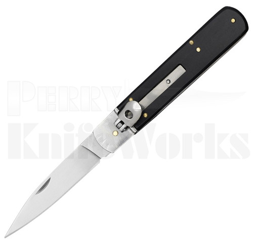 Italian Style 8" Lever Lock Automatic Knife Black Wood l For Sale